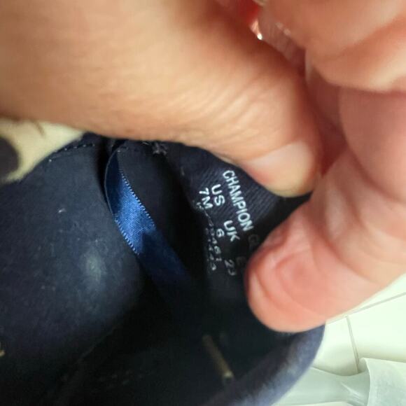 Keds Kate Spade Champion Blue Navy Glitter Sneakers Satin Laces Girls Size 7 - Picture 5 of 6